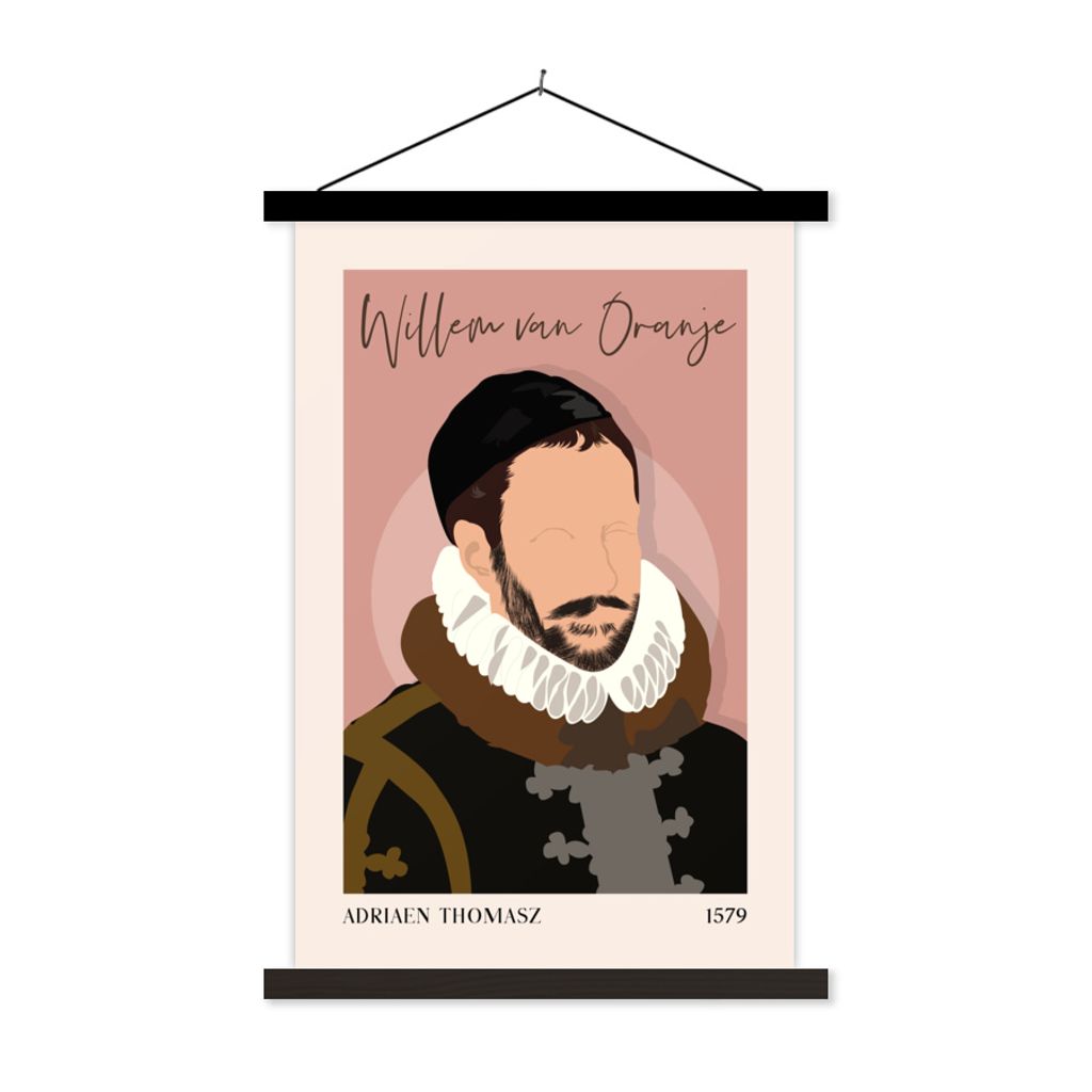MuchoWow Textilposter Alte Meister - Wilhelm von Oranien - Rosa - Pfirsich 40x60 cm mit schwarzem Rahmen - Wanddekorationen
