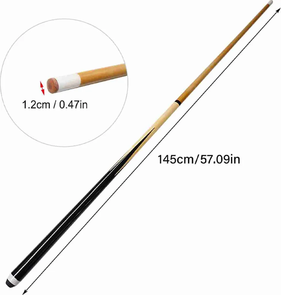 Queue de billard 1/2 en bois blanc avec fourche arrière précise 120cm