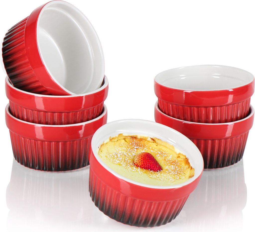 com-four® 6x Ragout Fin Schale - Ofenfeste Förmchen in rot Produktbild 