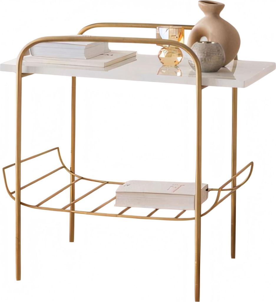 Beistelltisch mit Zeitungsablage und Holzplatte – Modernes Design
