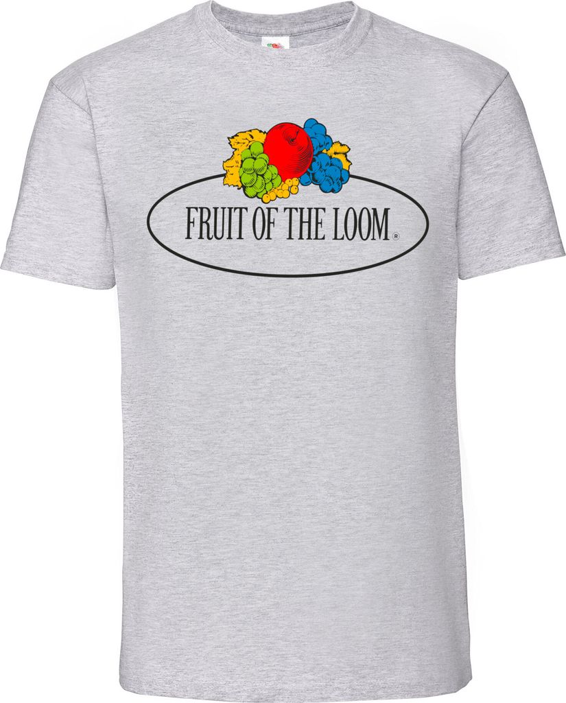 Fruit of the Loom Ringspun Premium T-Shirt mit Vintage-Logo auf der Brust Farbe: graumeliert - Vintage-Logo groß Größe: S