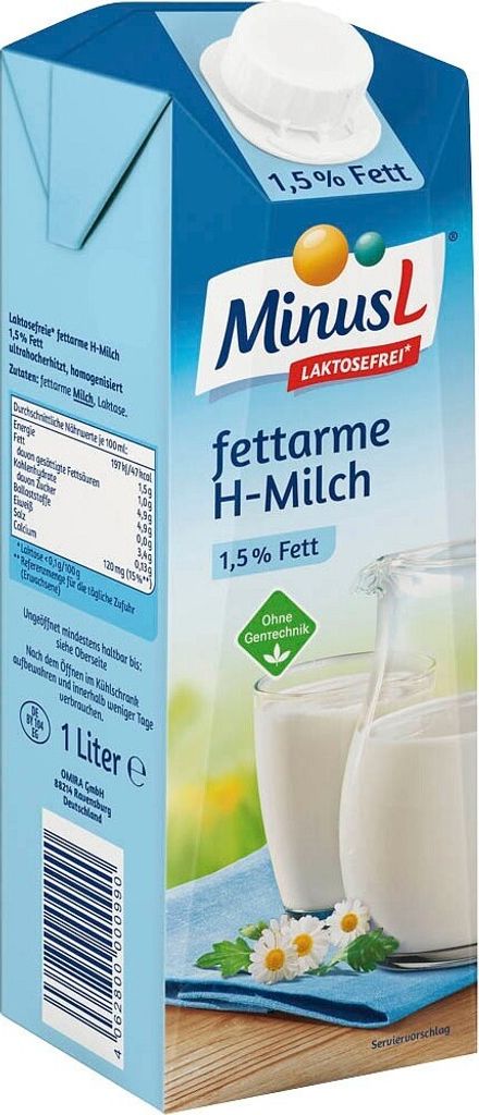 MinusL® 652483006 fettarme H-Milch laktosefreie Milch 10 x Immagine del prodotto 