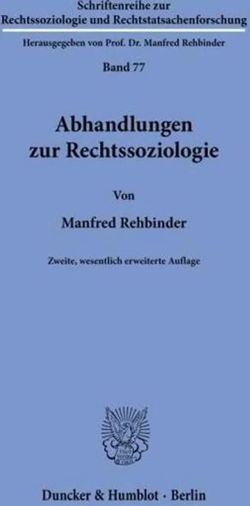 Abhandlungen zur Rechtssoziologie - Ouvrage de Référence en Droit