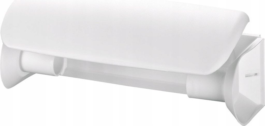 A white paper towel dispenser mounted on a wall.