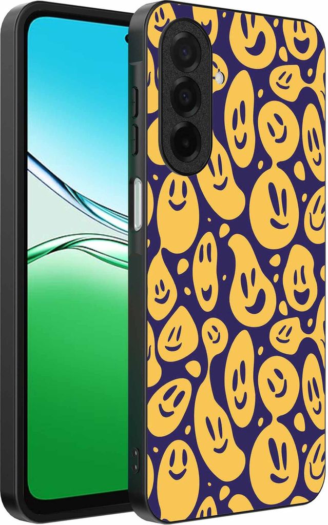 Geeignet für Oppo A5 Telefon Fall mit Smiley-Druck - TPU zurück Abdeckung Fall Emoji Design - lila gelb - Smartphonica