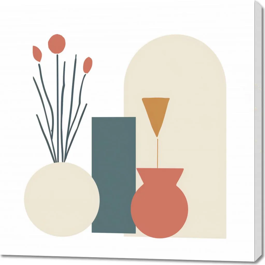 Quadro Decorativo Vasi Crema 100x100 | Atmosfera Calda per Casa