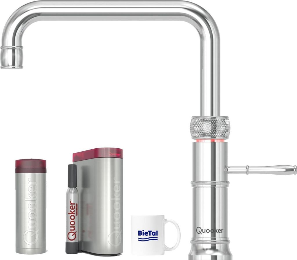 Quooker Wasserhahn Classic Fusion Square verchromt glänzend & PRO3 & CUBE