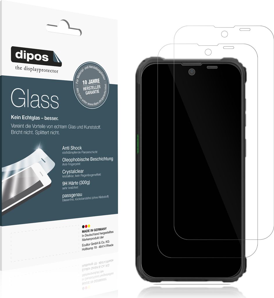 2x Schutzfolie für Blackview BV5300 Plus - Anti-Shock 9H Folie dipos Glass Kunststoffglas