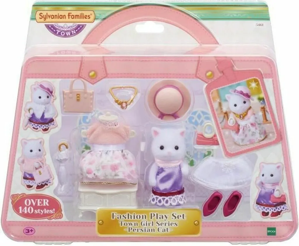 Valise de Mode Sylvanian avec Figurine Chat Persan et Tenues de Luxe