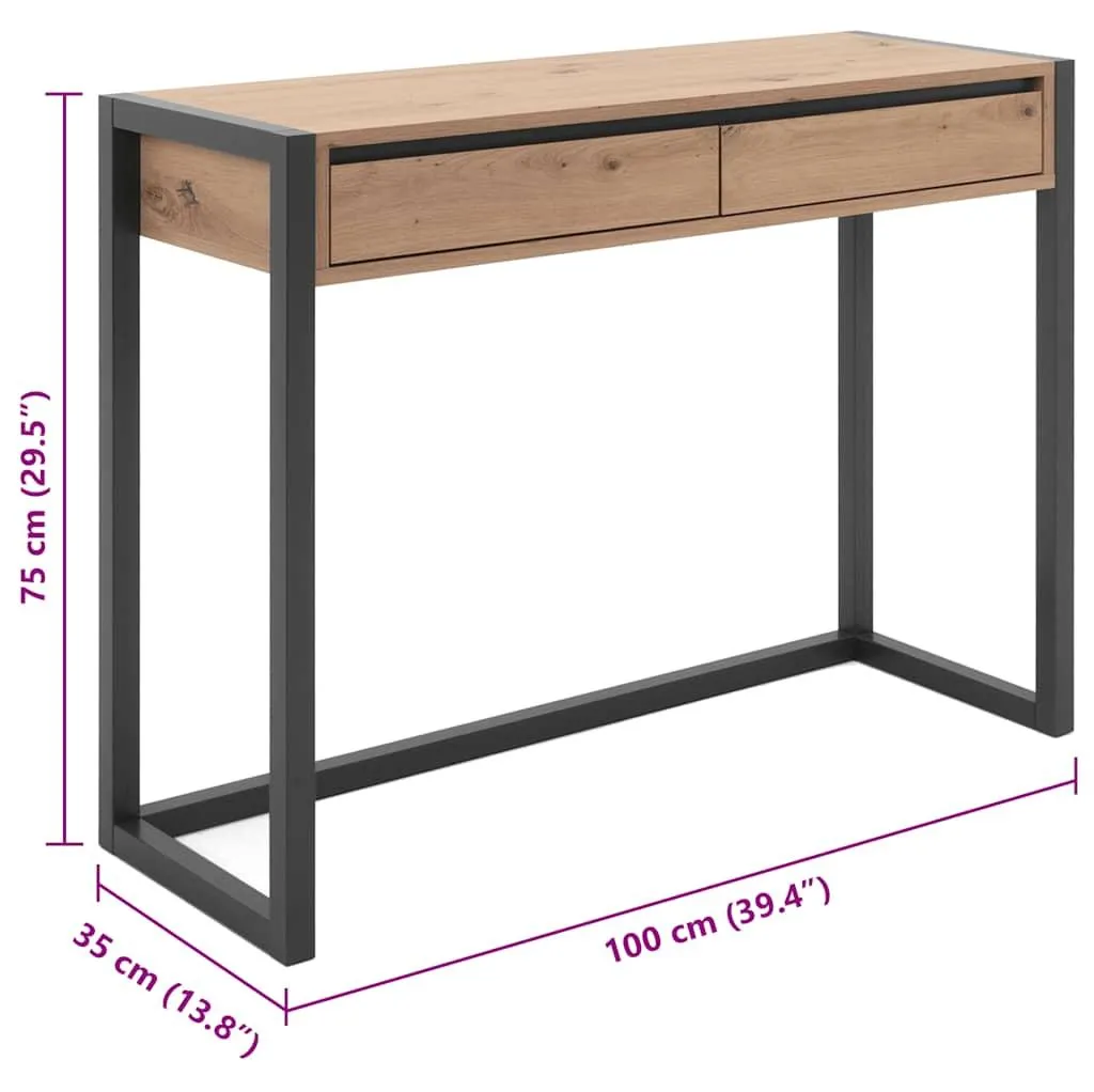 Table d'appoint Console Denver Artisan Oak et Anthracite Style Industriel - 8