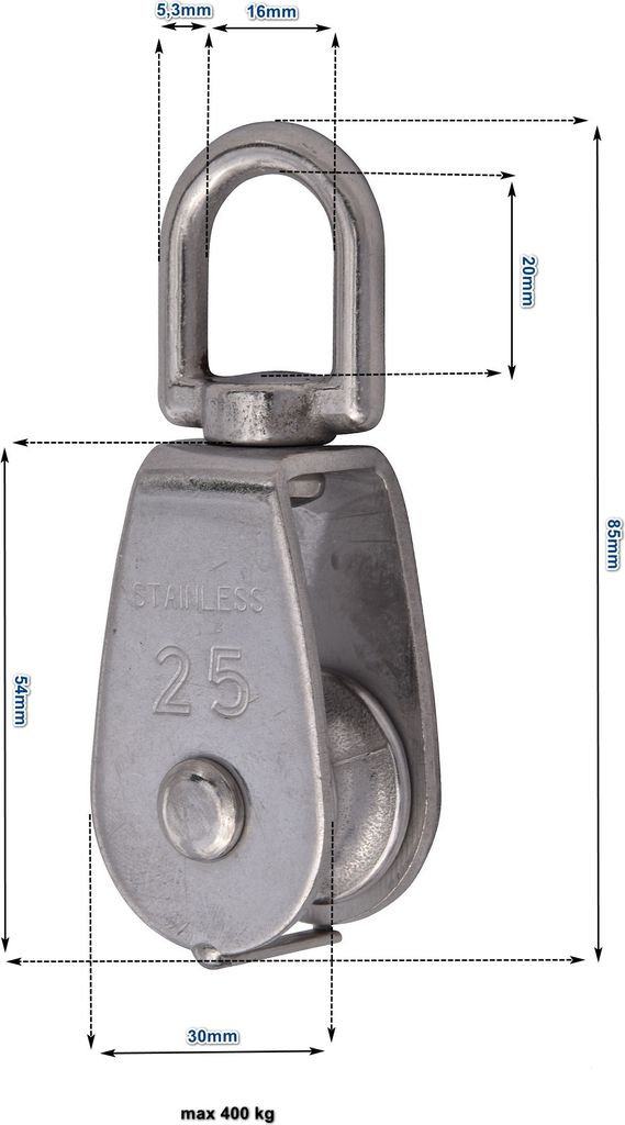 Seilrolle / Umlenkrolle 65 Mm – Galvanisch Verzinkt, Tragkraft 450 Kg