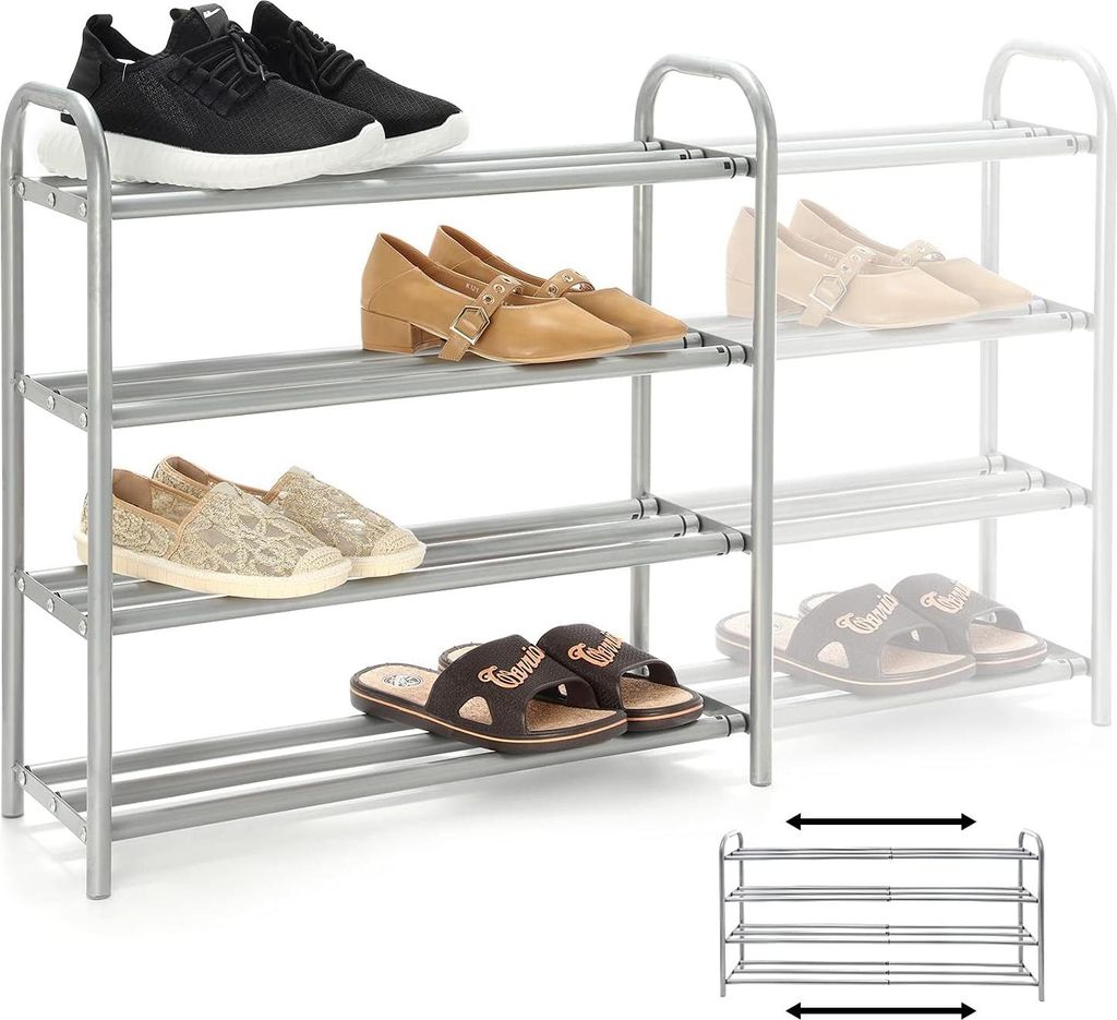 4-stufiger ausziehbarer Schuhregal-Organizer - Hält bis zu 20 Paar Schuhe - Platzsparendes Regal für die Garderobe