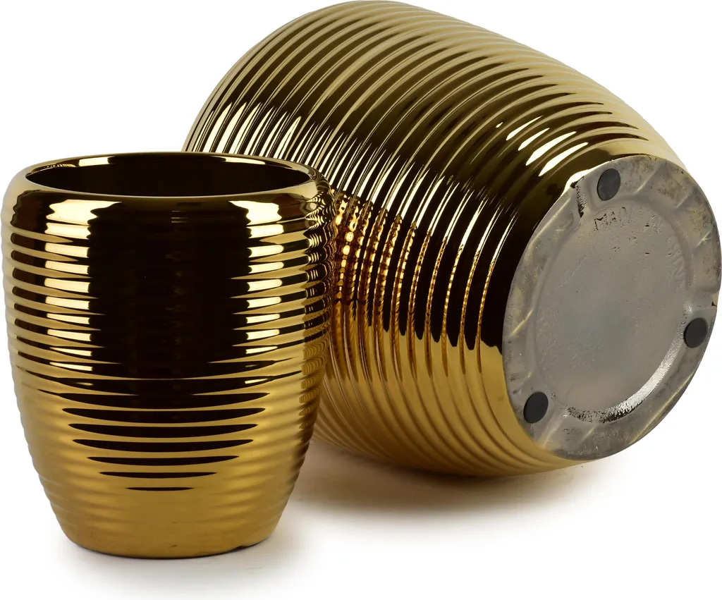 Cache-pots Céramique Dorée Mondex Neva Set de 2 avec Finition Gloss