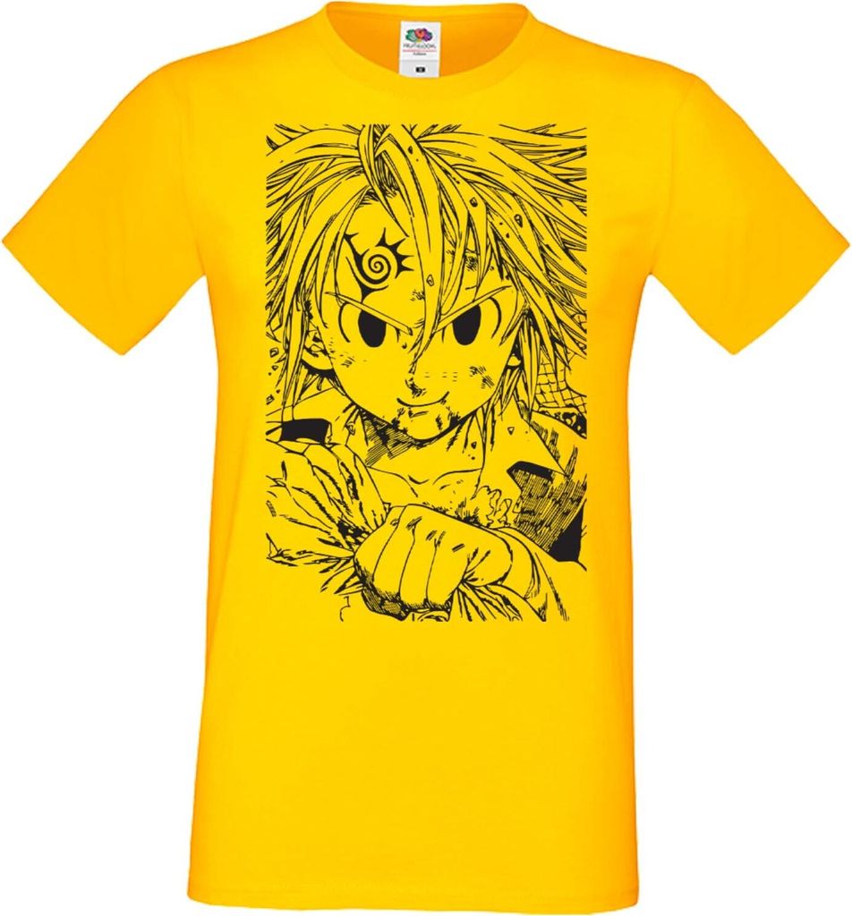 Herren T-Shirt Manga Anime The Seven Anime Deadly Manga Sins Meliodas 02 Nanatsu No Taizai, Man 2XL / Gelb