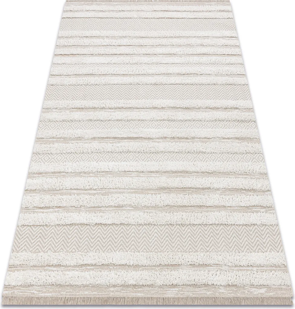 Tapis Cuisine et Salon Facile à Entretenir Sisal Beige Zigzag 136x190