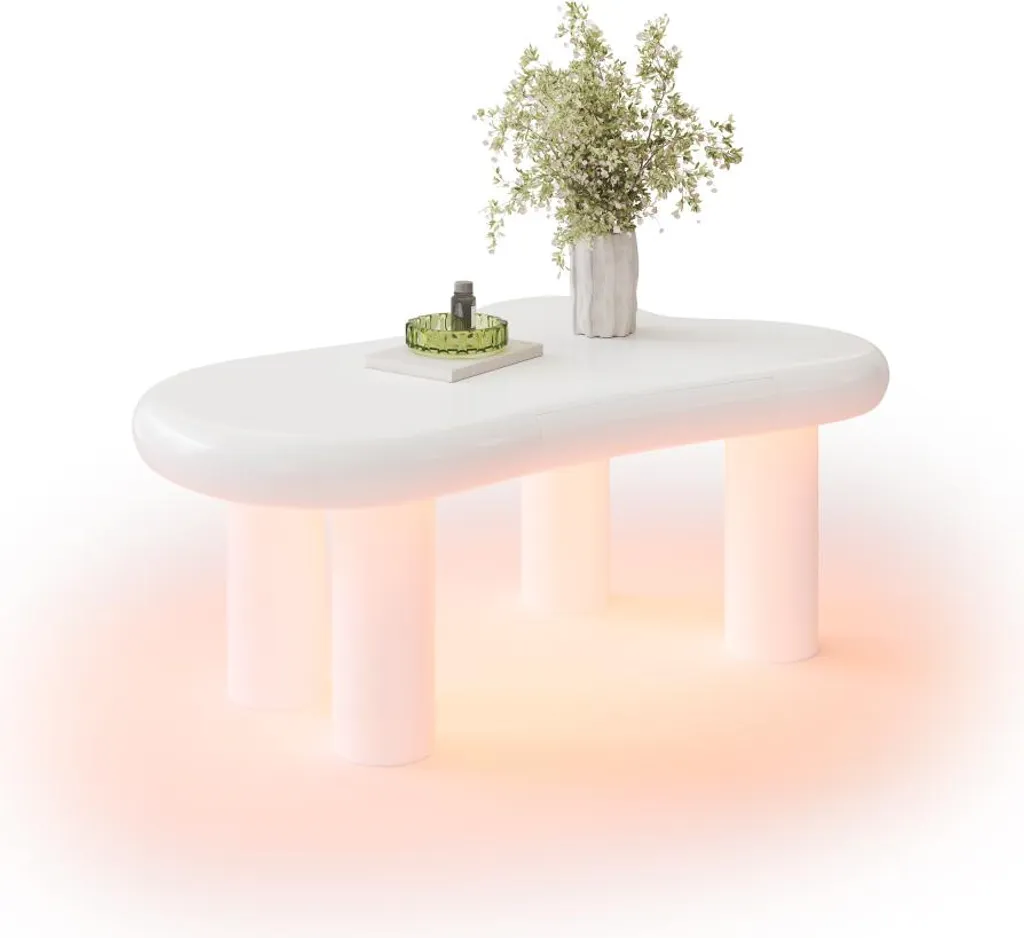 Table basse LED 16 couleurs design nuage blanc avec grand tiroir