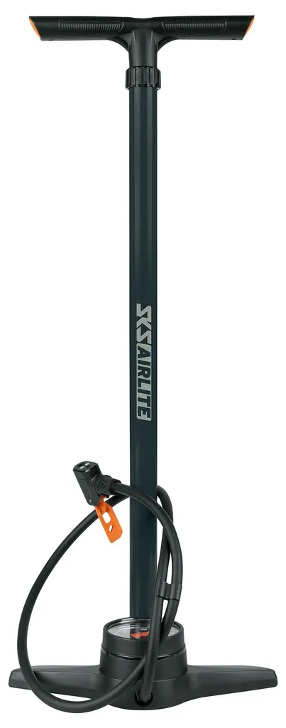 Pompe à pied SKS Airlite noire avec manomètre et tête de valve Multi-Valve