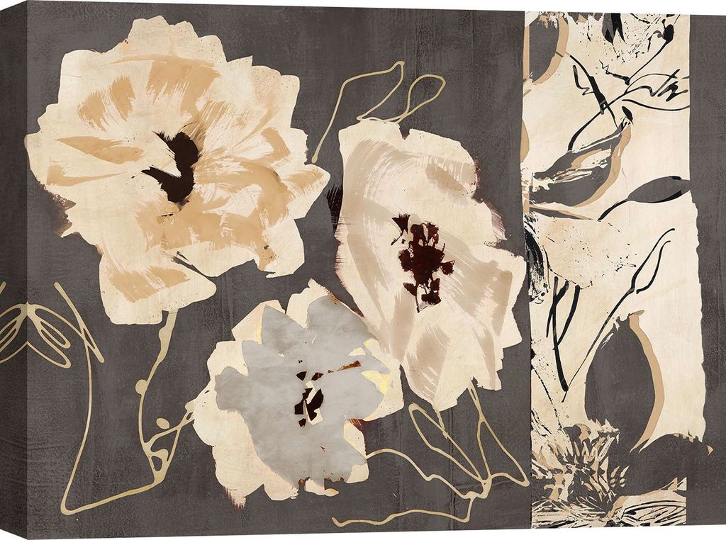 Leinwandbild, abstrakte Blumen in neutralen Farben - Kelly Parr, Earth Flowers I - 100x70 cm