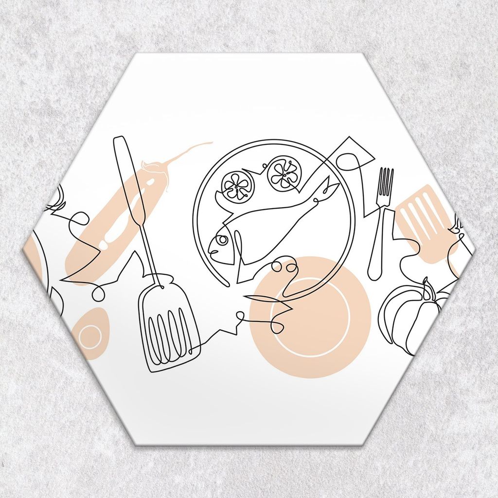 Glas-Herdabdeckplatten Glaskeramikkochfeld-Abdeckung Spritzschutz Glas Hexagon Schneidebrett 40 cm Besteck Kochinstrumente