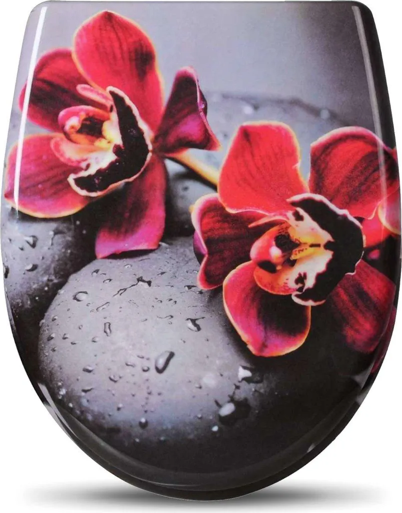 Sedile WC con Rose Rosse - Chiusura Soft Close e Comfort Termico