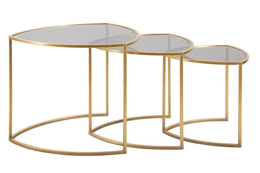 Table Basse Gigogne Triangle Or Lot de 3 Tables d'Appoint Design Chic - 2