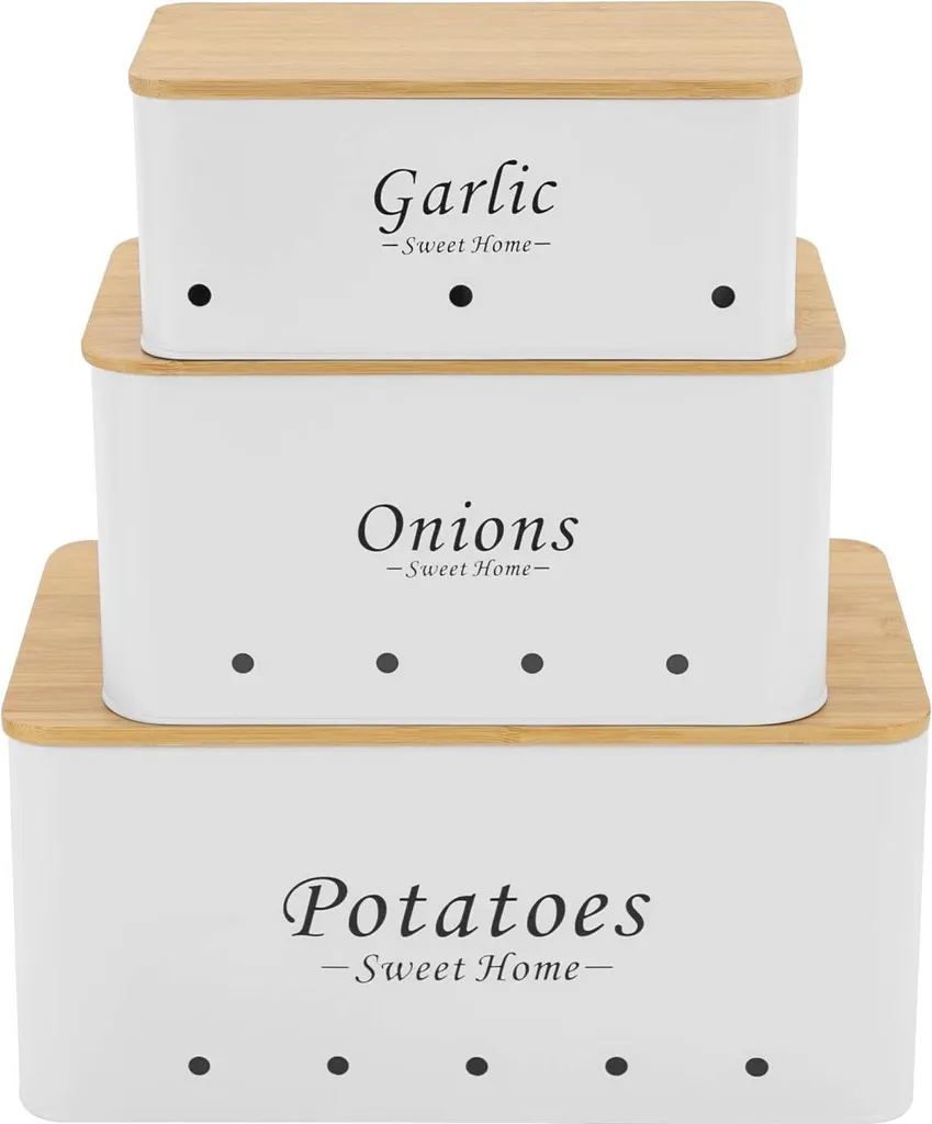Set de 3 boîtes de rangement en bambou blanc rectangulaires modernes