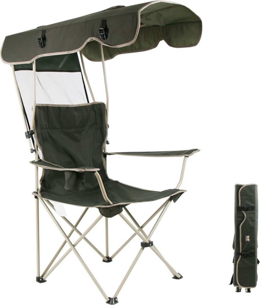 Camping-Klappstuhl, Outdoor-Angelstuhl, automatischer Klapp-Loungesessel, Strand-Sonnenschutzstuhl mit rutschfesten Fußpolstern, dunkelgrün