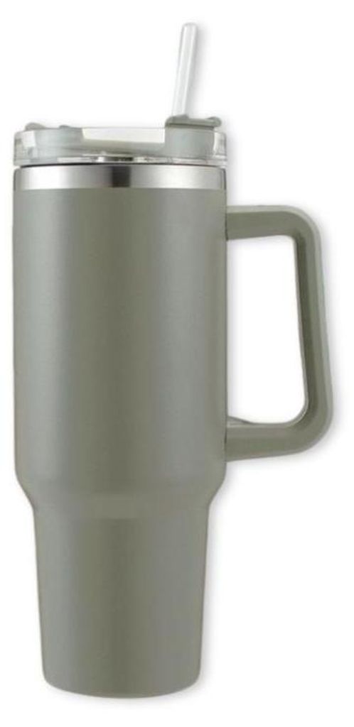 Thermosbecher mit Strohhalm TERMOS 1000 ml, grau Produktbild 
