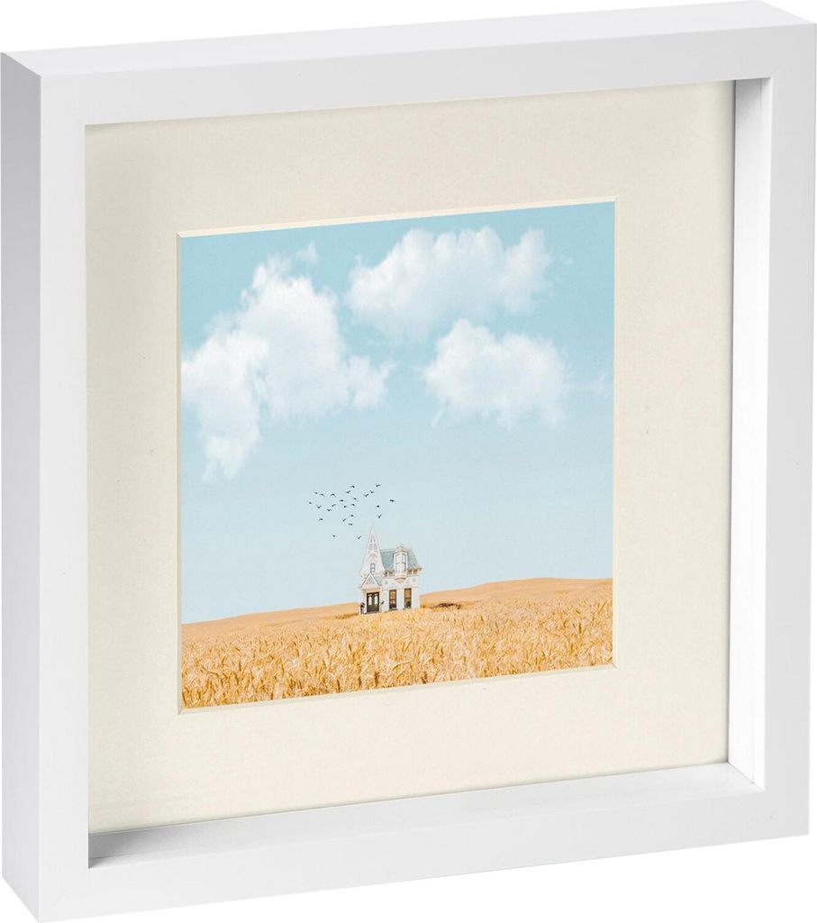 Weiß 10 "x 10" 3D Box Fotorahmen mit Elfenbein 6 "x 6" montieren - stehend hängende handwerk schattenbild display - von nicola frühling