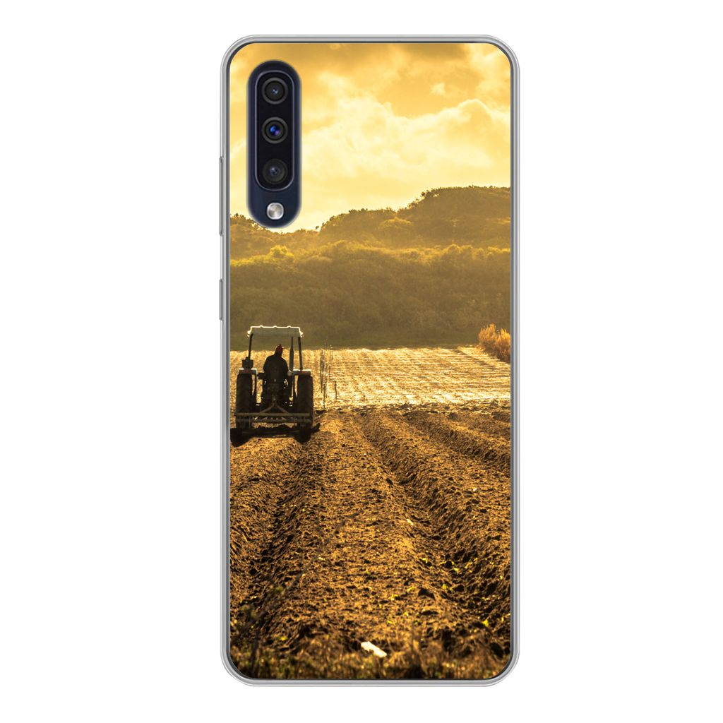 MuchoWow Handyhülle Schutzhülle Hülle für Samsung Galaxy A50 Traktor - Bauernhof - Berg Silikon Softcase Handy Hülle - Mobiltelefonhülle