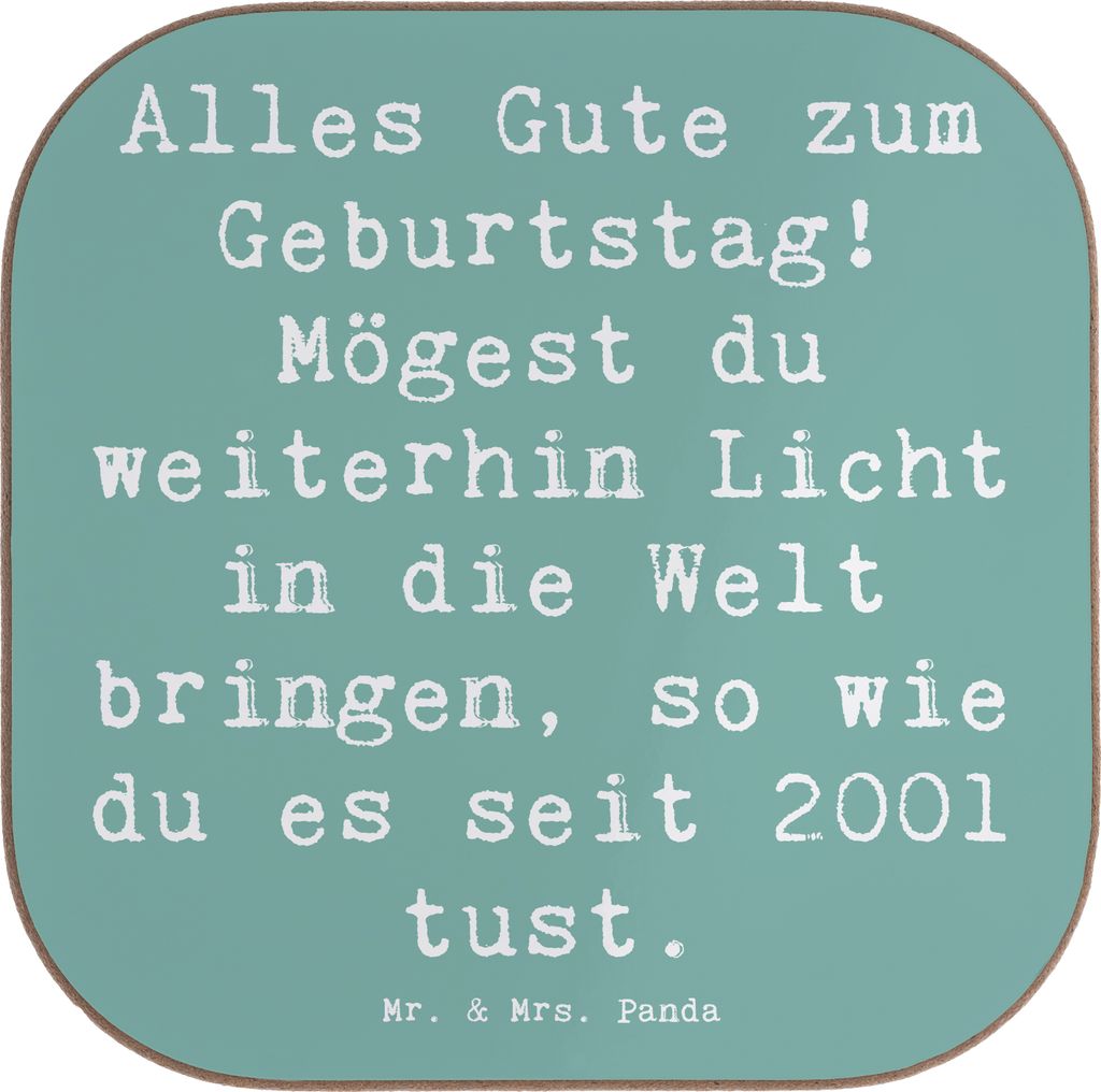 Mr. & Mrs. Panda Untersetzer für Gläser Spruch 2001 Geburtstag Licht - Meeresbrise - Geschenk, Tischuntersetzer, Tassen, herzlicher Geburtstagsgr...