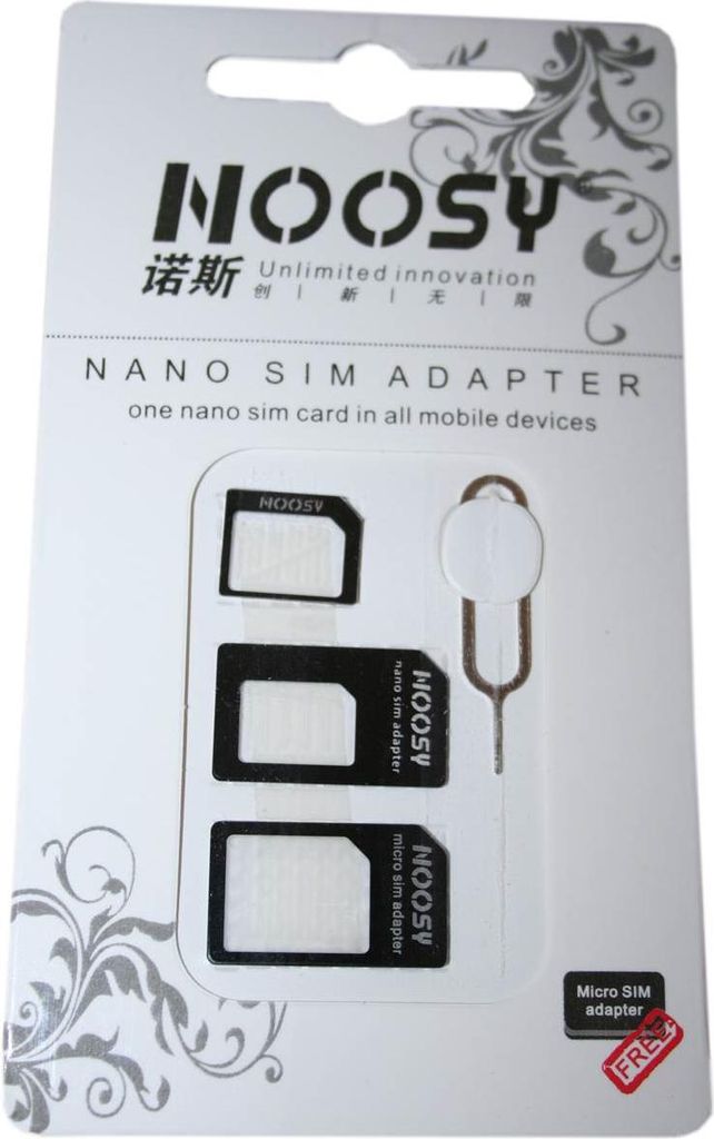 Noosy Sim Karte Adapter Set + Schlüssel Weiss