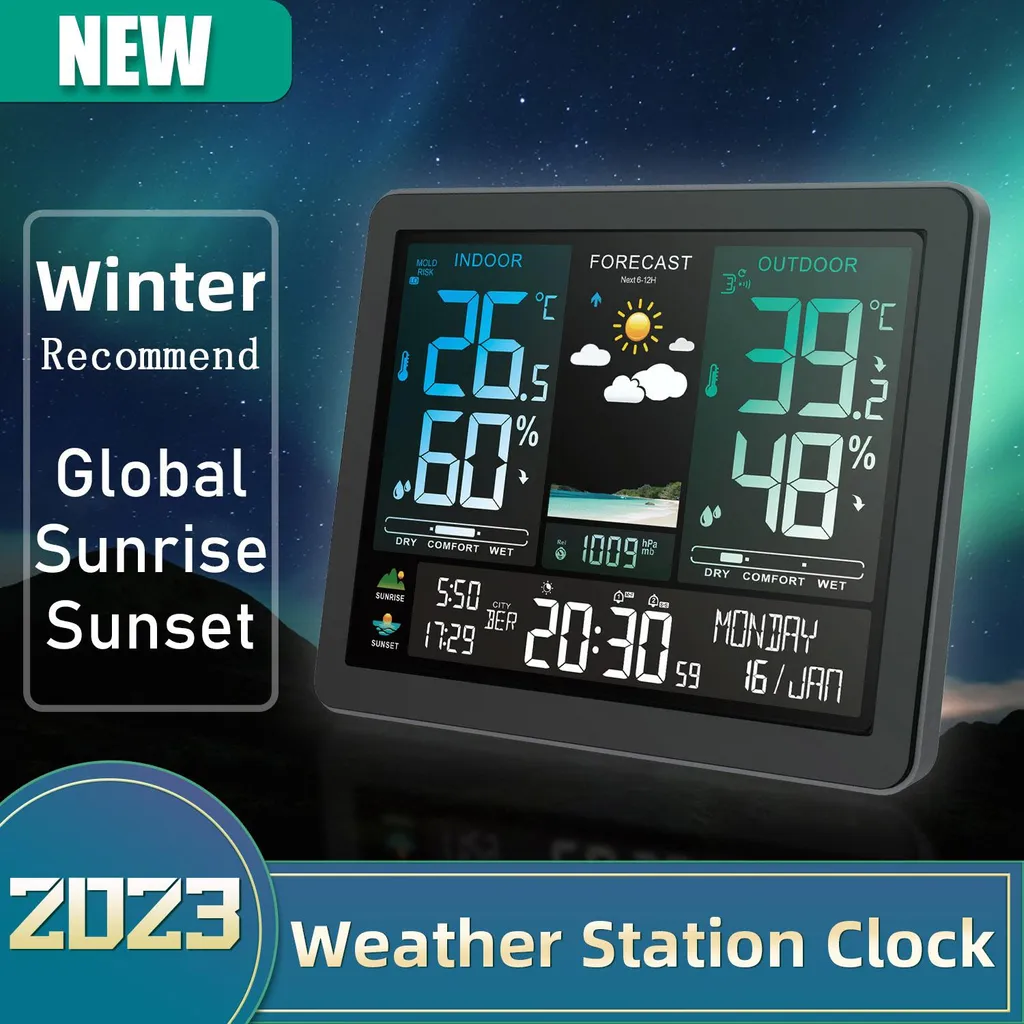 Station météo électronique multifonctions pour bureau à domicile ABS