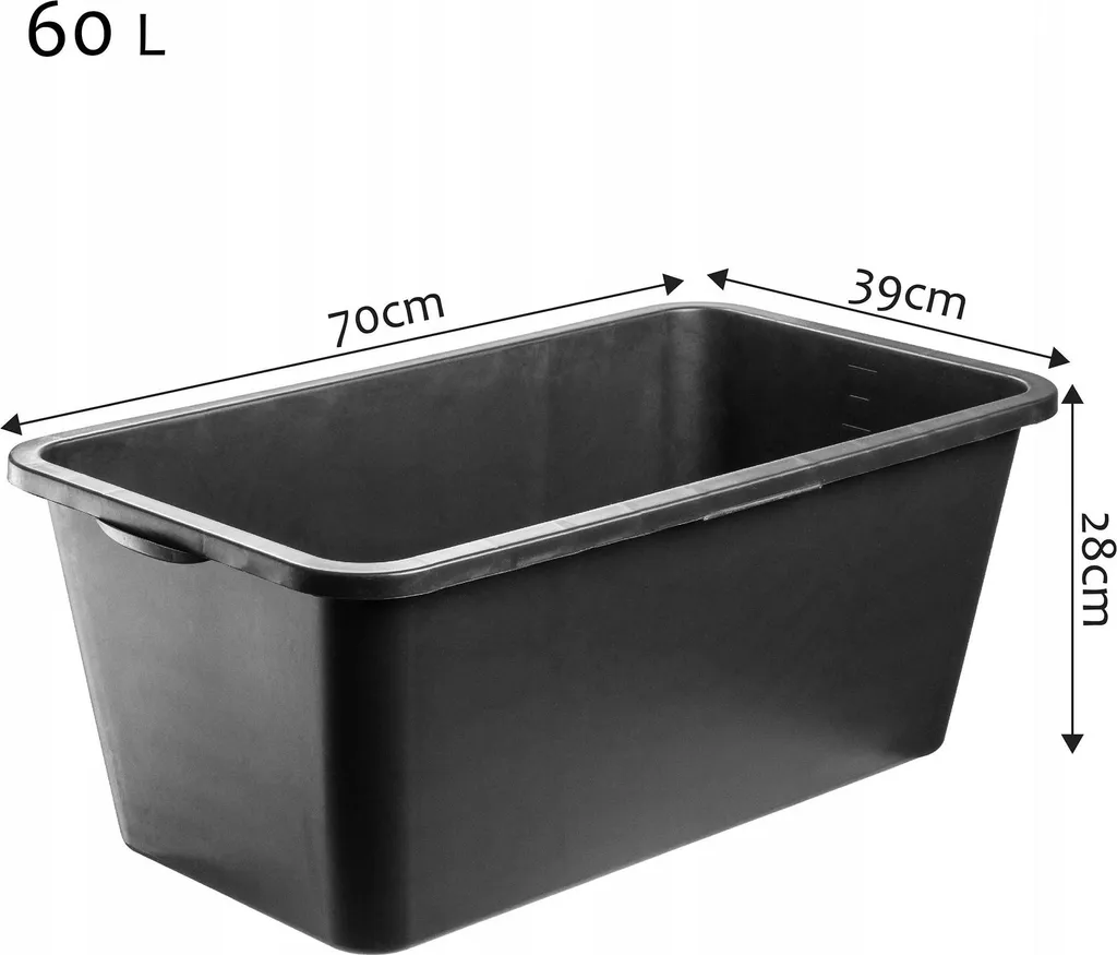 Bac à mortier rectangulaire 60 L - Auge de chantier robuste pour béton - 2
