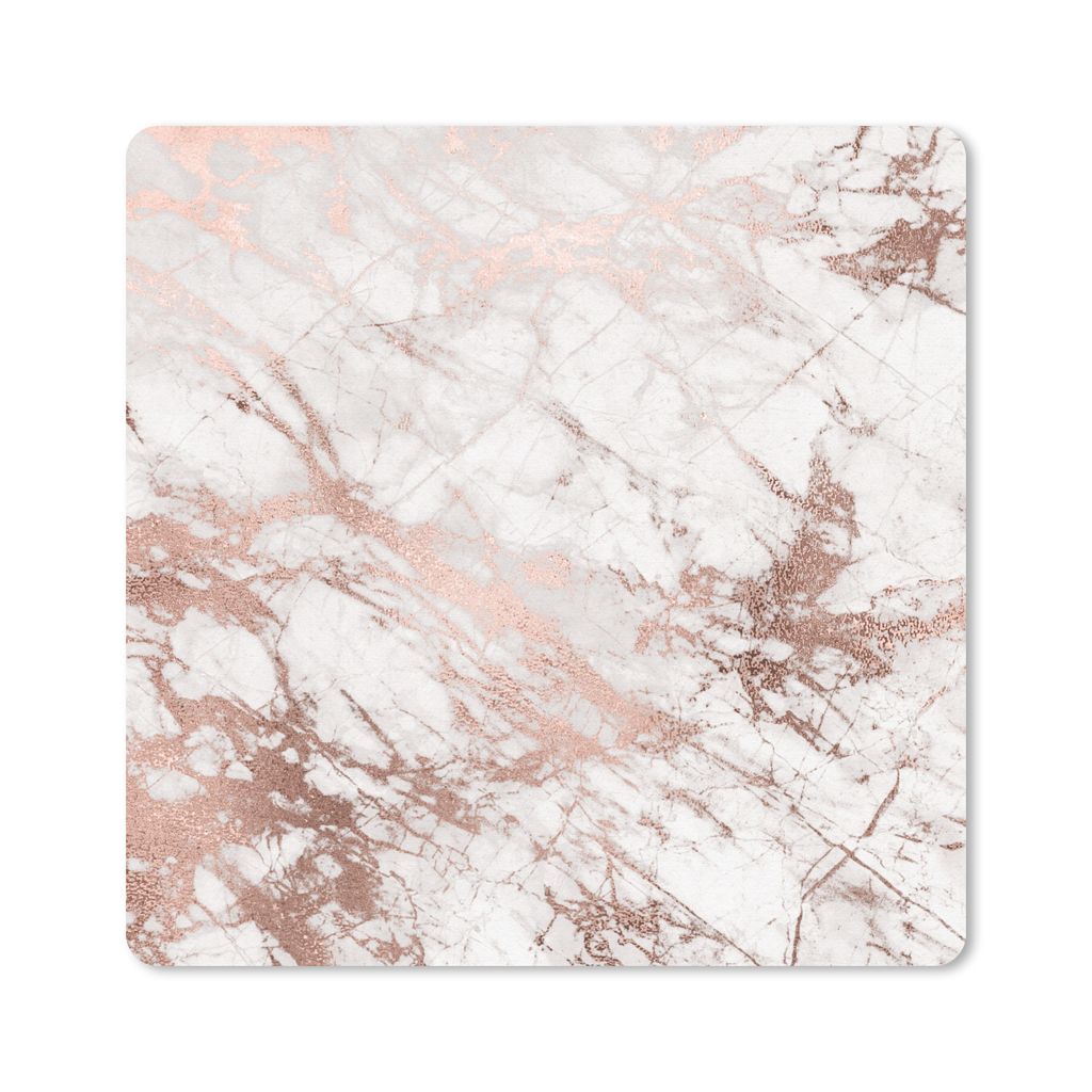 MuchoWow Mauspad Mousepad Marmor - Muster - Rosa - Weiß 20x20 cm - Mousepads - Maus Mat - Pad - Mausunterlage - Desk Mat - Bureauartikeln