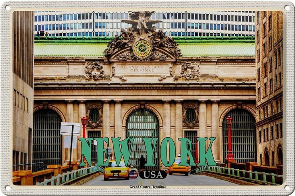 Blechschild Reise 30x20cm New York USA Grand Central Terminal