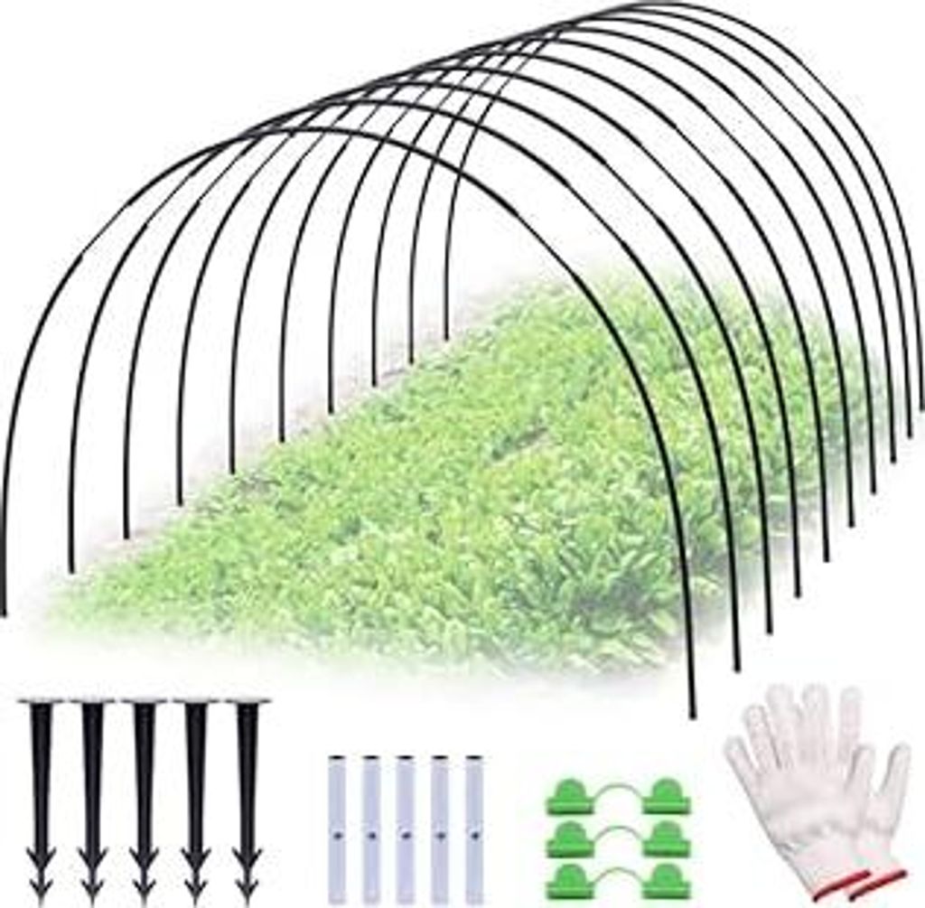 Pflanztunnel Bögen, 50 PCS Tunnelbögen Hochbeet, Gewächshausbogen mit 6mm Kunststoff umwickelt, DIY Gewächshausreifen Frühbeet Tunnel.