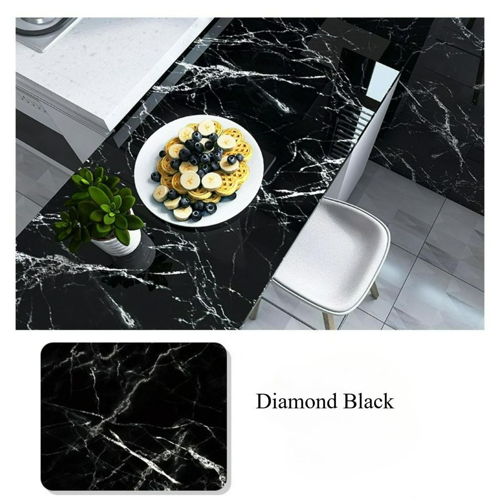 2Stc selbstklebende Tapete,wasserdichte und feuchtigkeitsdicht,für Schlafzimmer/Wohnzi/Küche Dekoration Wallpaper,Diamant schwarz 60X100cm