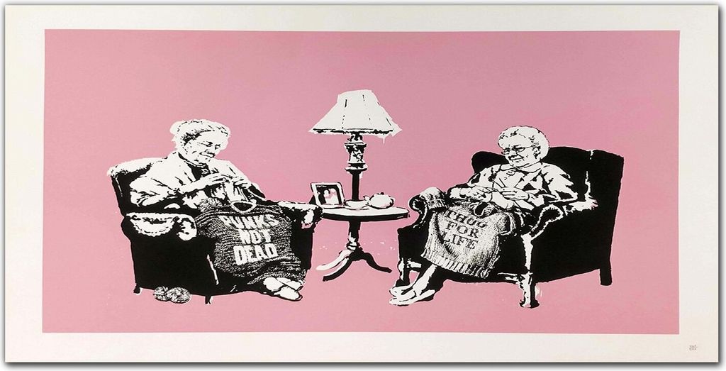 Coloray Bild aus Leinwand 120x60 Leinwand Dekoration - Granny Banksy