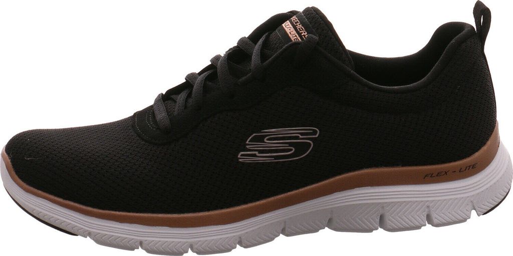 Skechers Flex Appeal 4.0 sportlicher Schnürer Schwarz Produktbild 