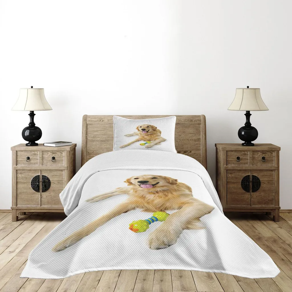 ABAKUHAUS Copriletto Golden Retriever 170x220cm - Trapuntato Multicolore