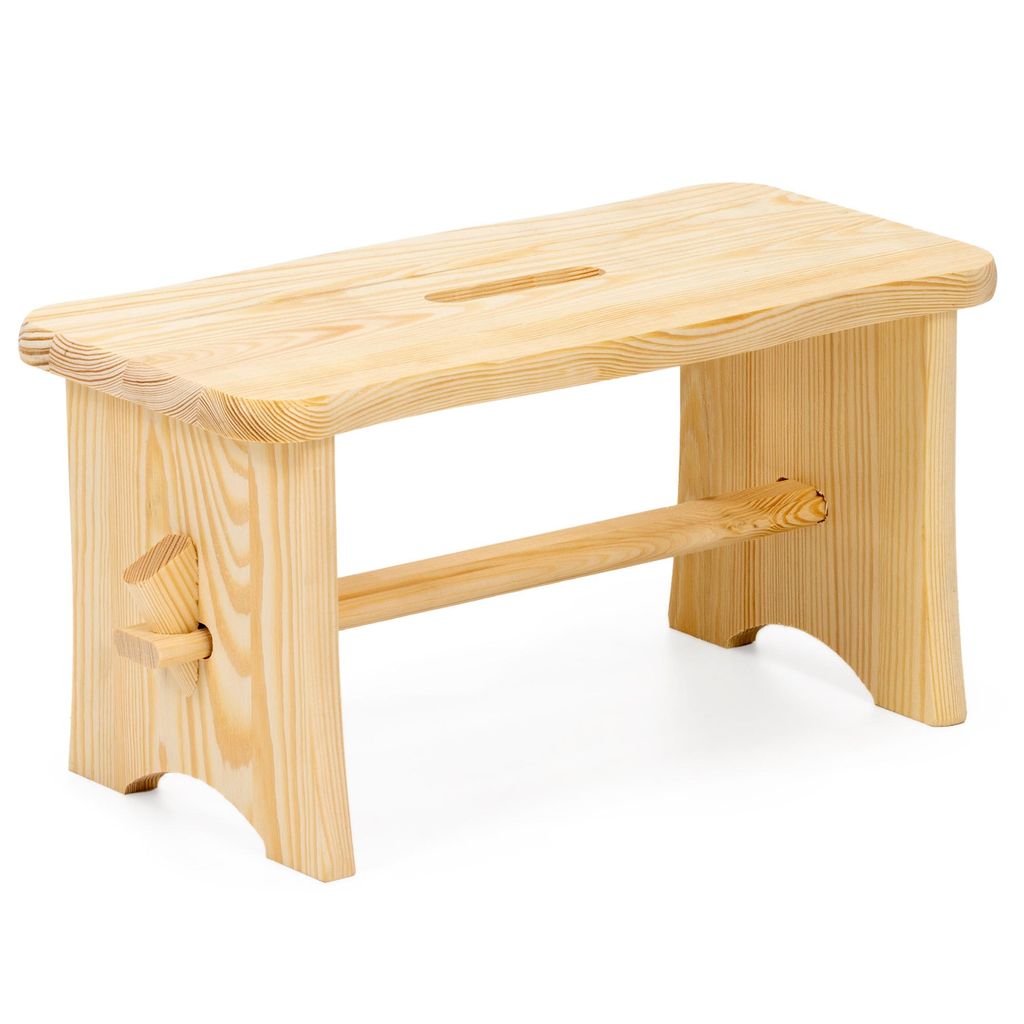 SPRINGOS Holzschemel Hocker Tritthocker massiv 40 cm Kiefer Produktbild 