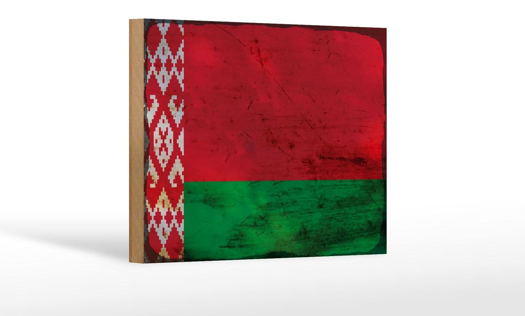 Holzschild Flagge Weißrussland 18x12cm Flag Belarus Rost