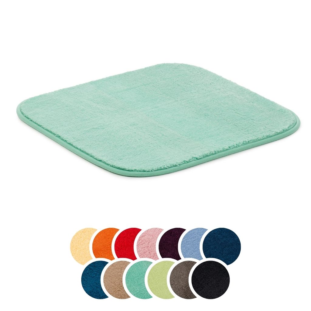 liebling Badteppich, 100% Polyester, mit Anti-Rutsch Beschichtung, saugstark, Serie Santos, 50 x 45 cm, 1500 g/m², bei 30 Grad waschbar, mint