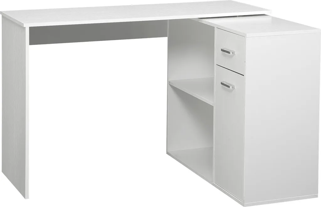 Bureau Informatique avec Bibliothèque et Rangements Modulables Blancs