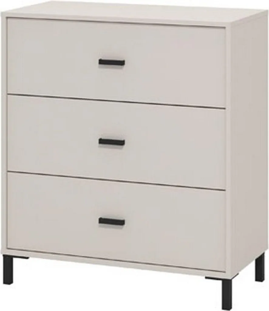 Commode de Chambre Blanche Portio 3 Tiroirs pour Rangement Moderne - 8