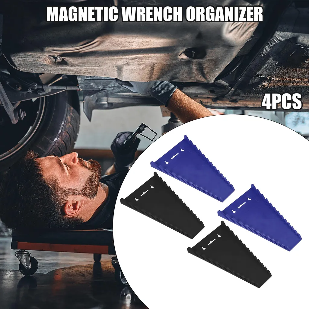 Support de Clés pour Servante d'Atelier - Kit de 4 Pièces Noir et Bleu