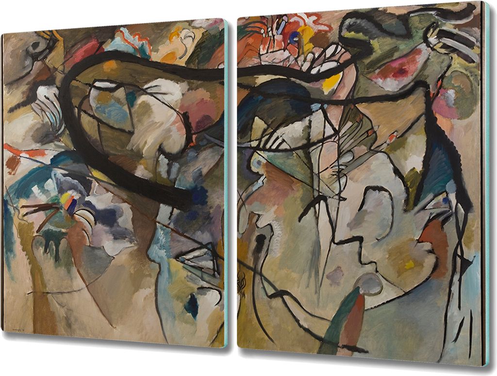 Coloray Küchenbrett Kochplattenabdeckung Hackbrett Schneidebrett Herdabdeckplatte 2x40x52 cm - Kandinsky Komposition V
