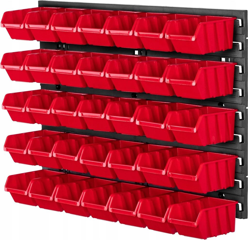 Werkzeugwand - Wandpaneel - 58 x 39 cm - Mit 35 Sichtboxen - Kleinteile-Aufbewahrung - Für Werkstatt