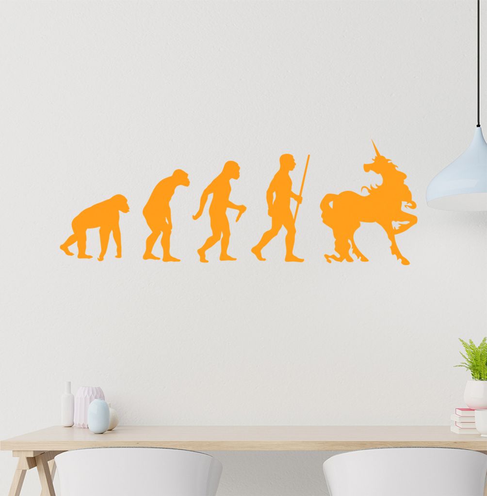 Einhorn Glitzer Evolution Wandtattoo Wandaufkleber Wall Sticker - Dekoration, Küche, Wohnzimmer, Schlafzimmer, Badezimmer